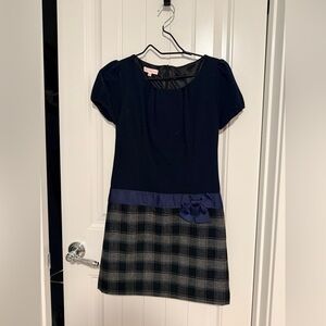 Iris Navy and Gray Checkered Kids Dress